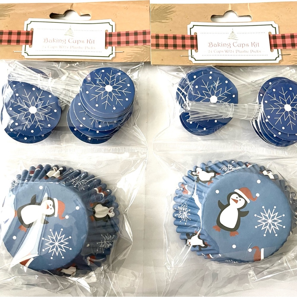 2pk of 24 count Penguin cupcake papers & picks kit, 48 total